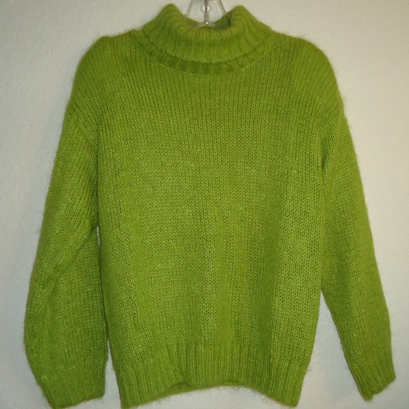 Vtg LAURICE Women's Green Knit Sweater 47% Mohair Size-S Pit to pit-19 Length-24 - Picture 3 of 6